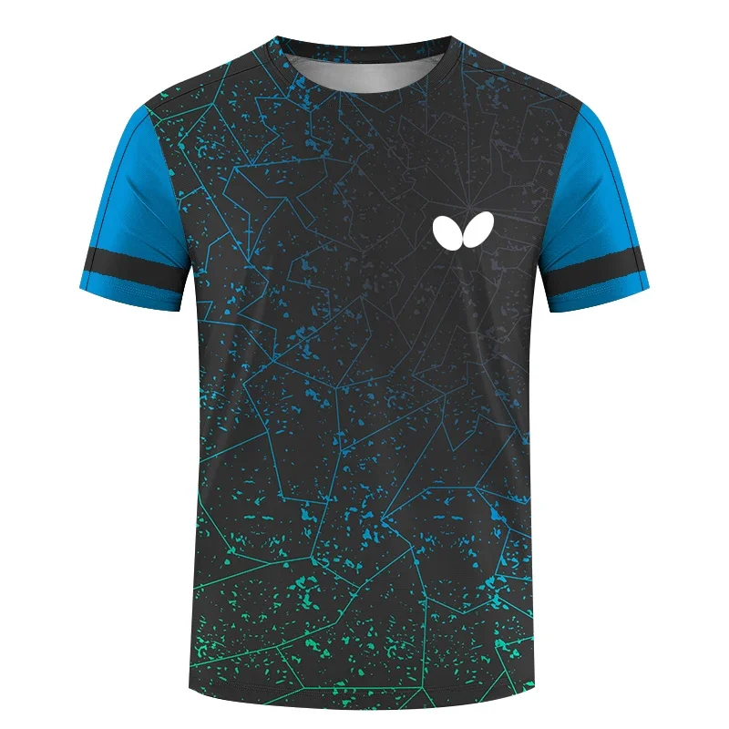 Table Tennis Club Jersey - Men's short-sleeve, round-neck T-shirt, 3D, quick-drying,